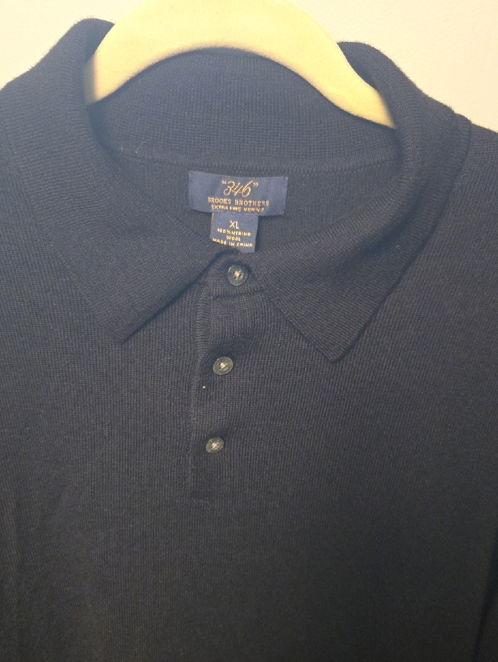 Brooks Brothers Men's Black Polo Knit Merino Wool